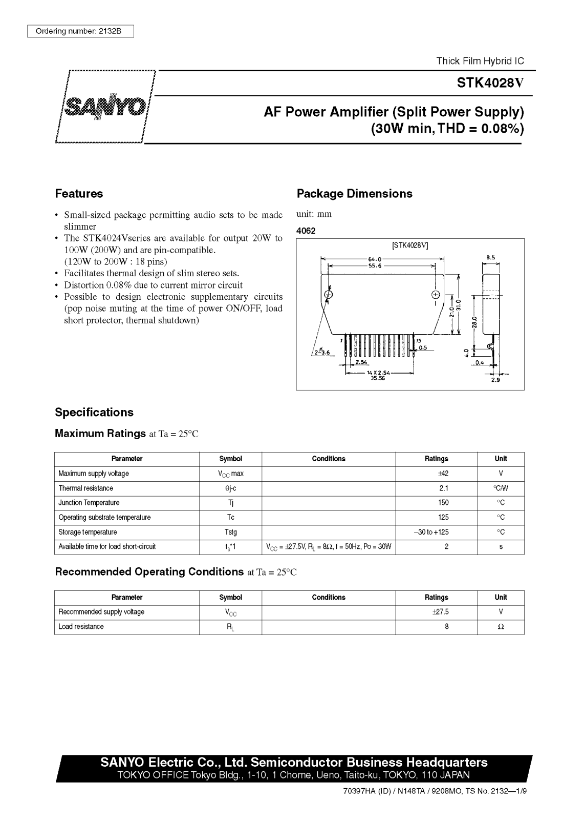 SANYO STK4028V Datasheet