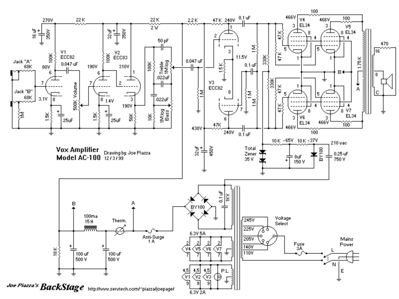 VOX ac100jp Schematic