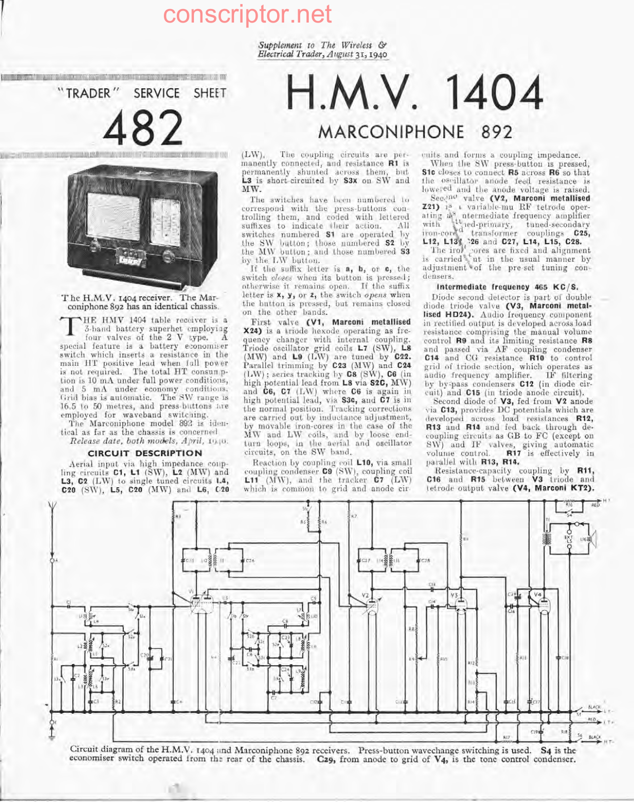 H.M.V. 1404 Service manual