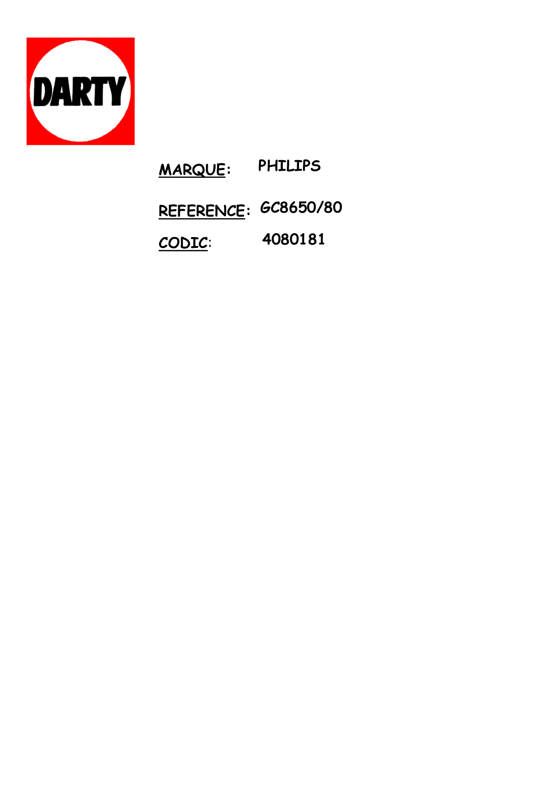 Philips GC8650/80 User Manual