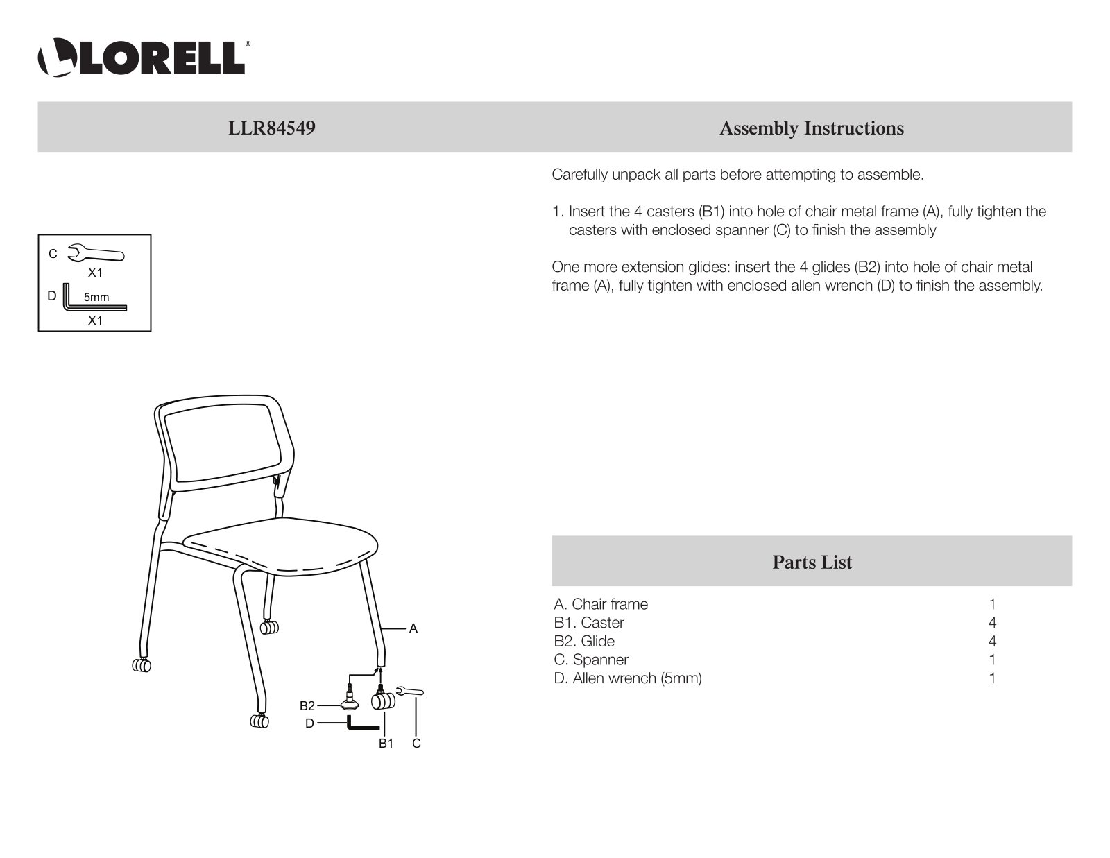 Lorell LRO10027 Installation & Assembly - ManualMachine.com