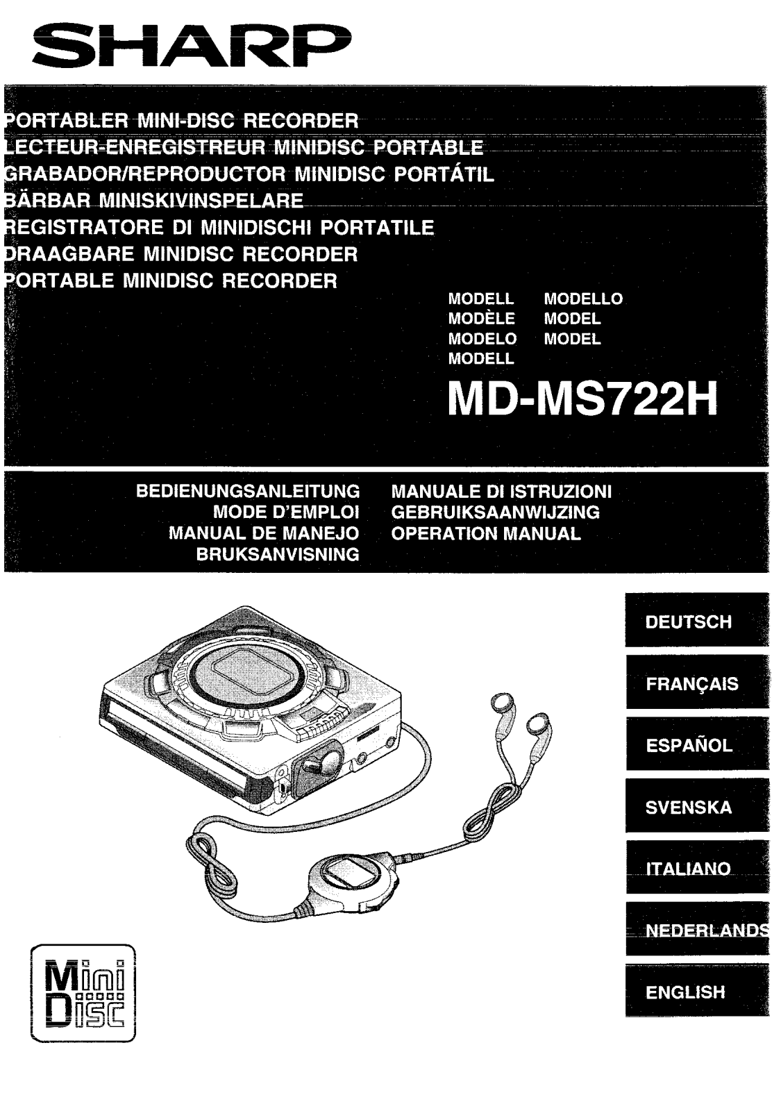 Sharp MD-MS722H User Manual