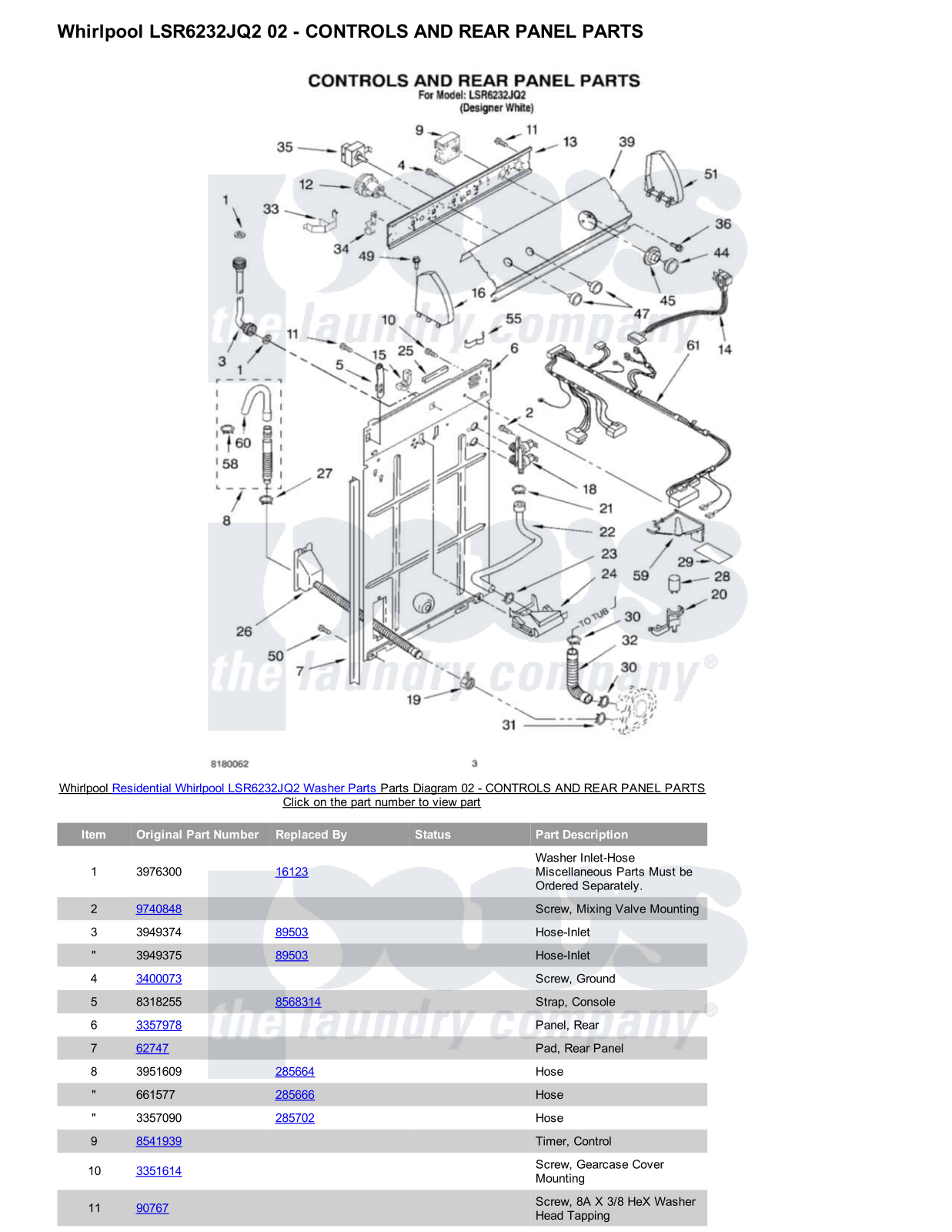 Whirlpool LSR6232JQ2 Parts Diagram