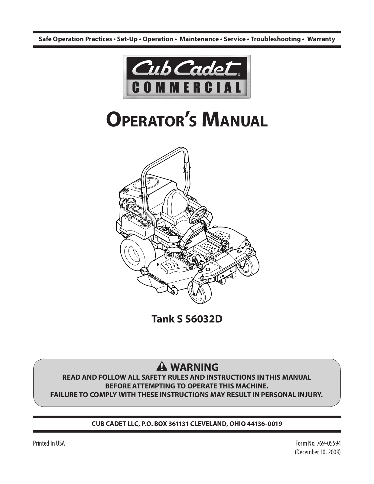 Cub cadet S6032D User Manual