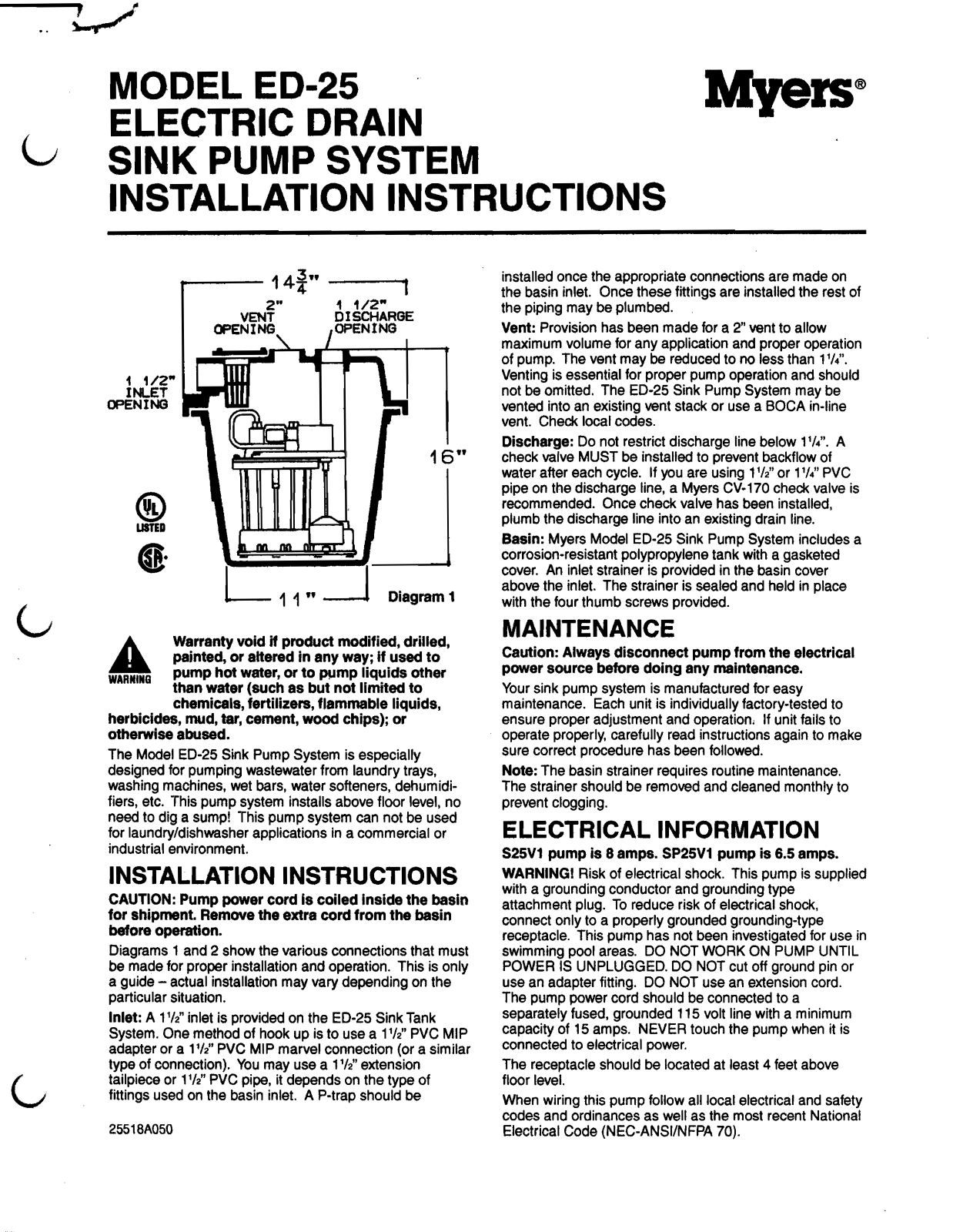 Myers ED-25 User Manual