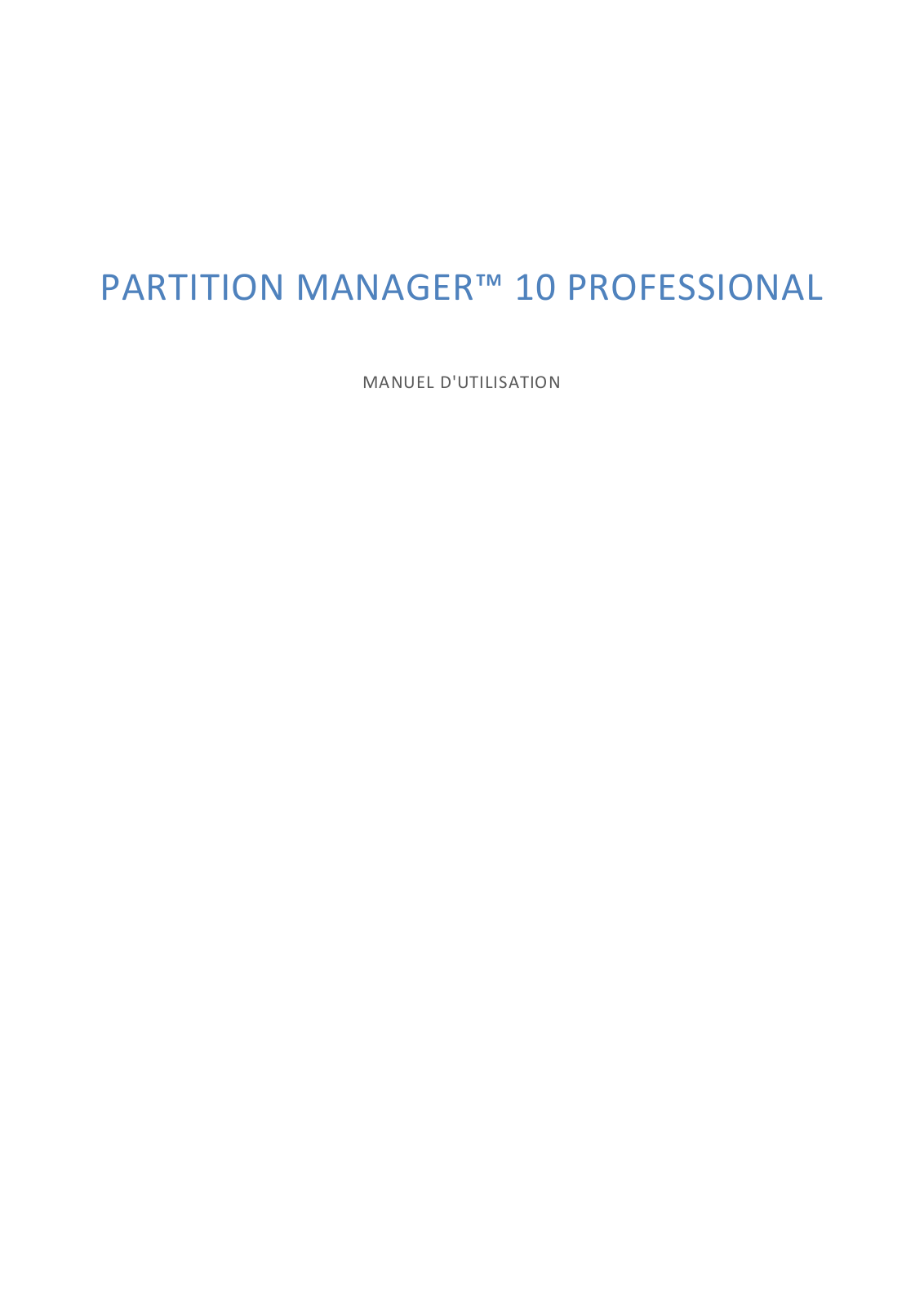 Paragon Partition Manager 10 professional Instruction Manual