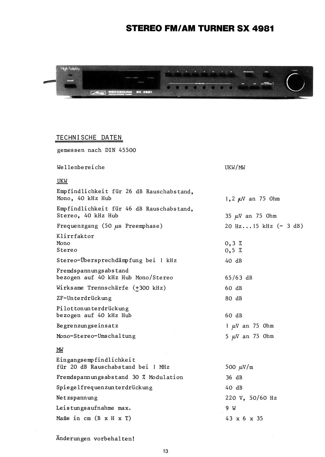 Metz sx 4981 Technical Manual