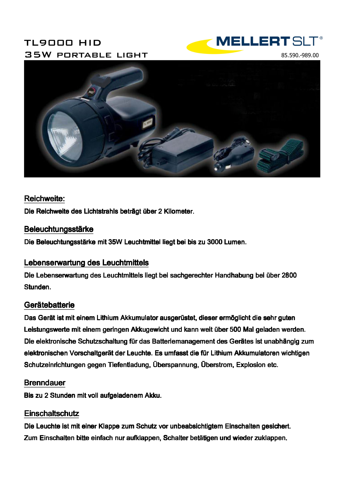 Mellert TL9000 HID User guide - ManualMachine.com