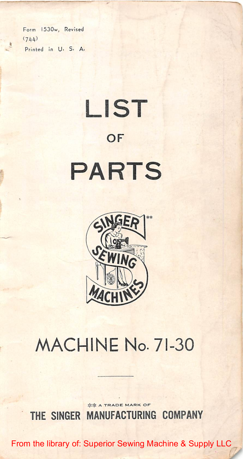 Singer 71-30 User Manual - ManualMachine.com