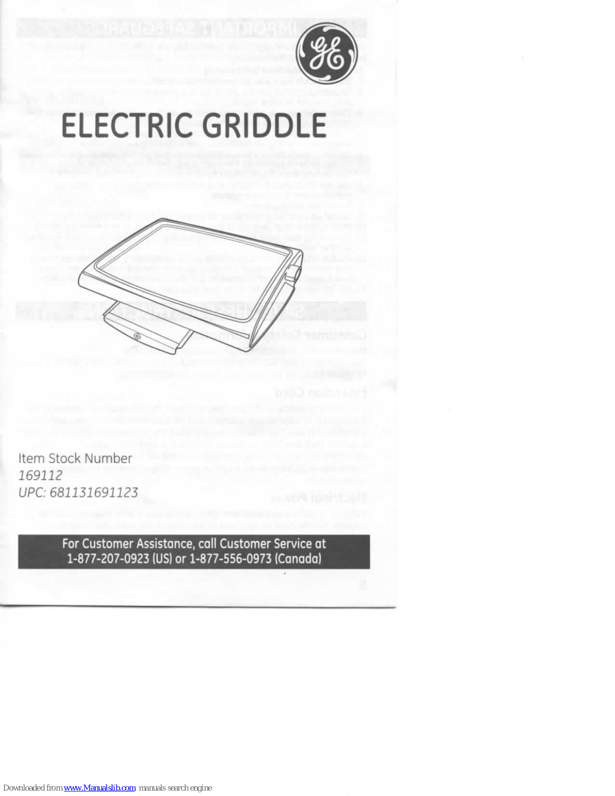 GE 169112 User Manual