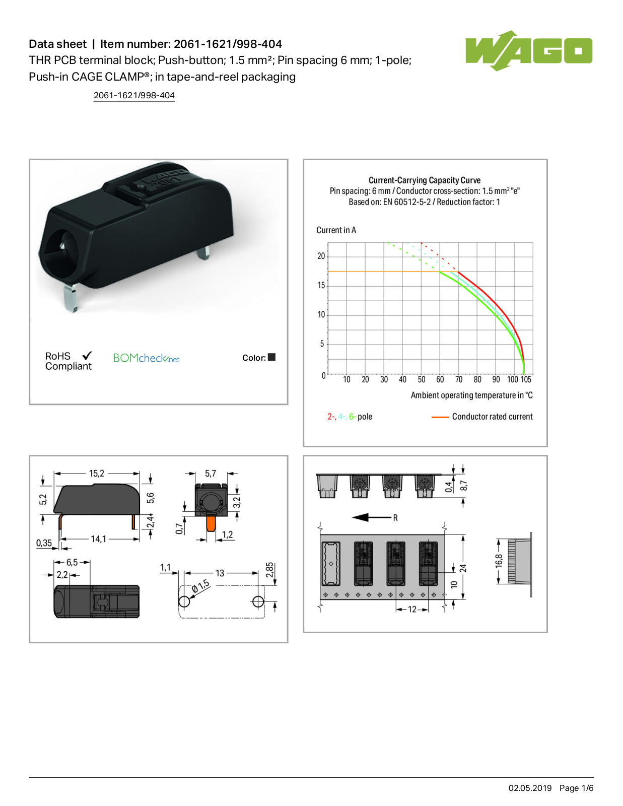 Wago 2061-1621/998-404 Data Sheet