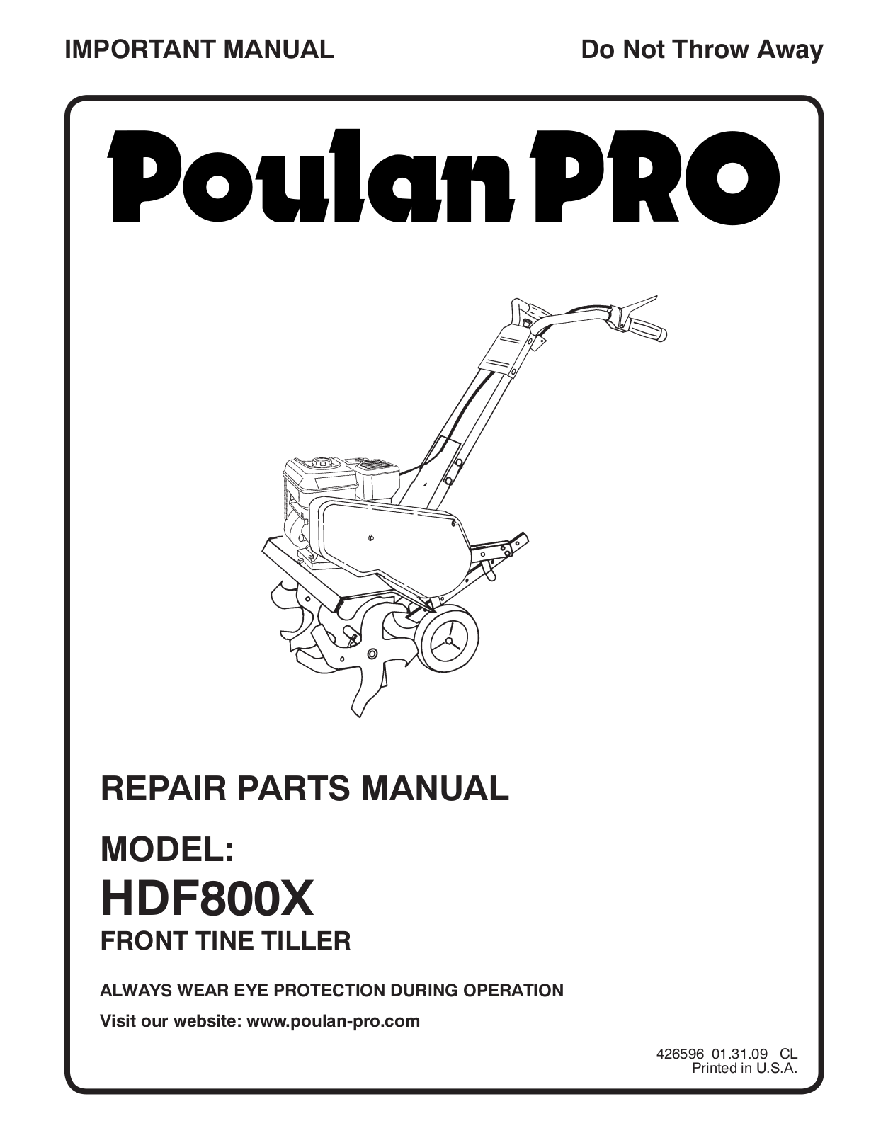 Poulan HDF800X User Manual