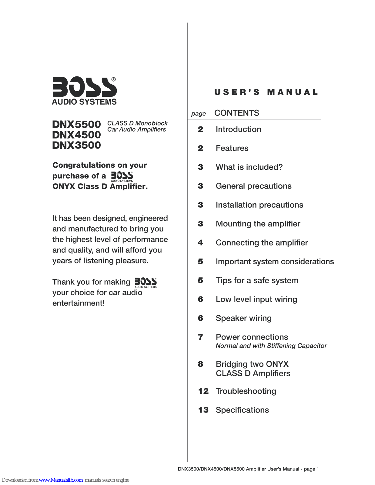 Boss DNX5500, DNX4500, DNX3500 User Manual