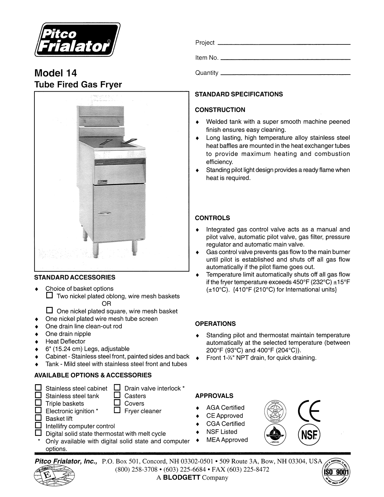 Pitco Frialator 14 General Manual