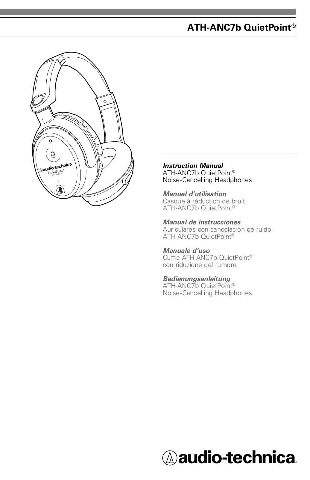 Audio Technica ATH-ANC7b QuietPoint Instruction Manual