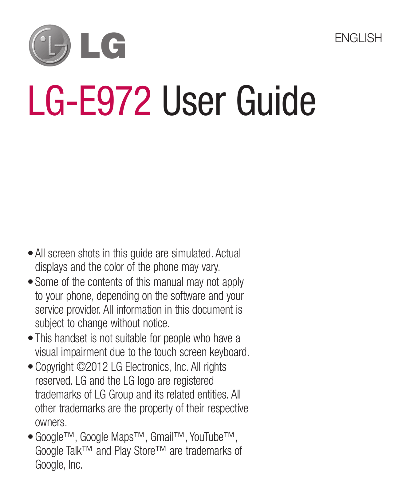 LG E972 Users manual