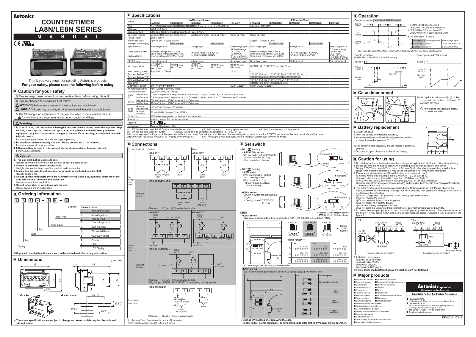 Autonics LE8N Operating Manual