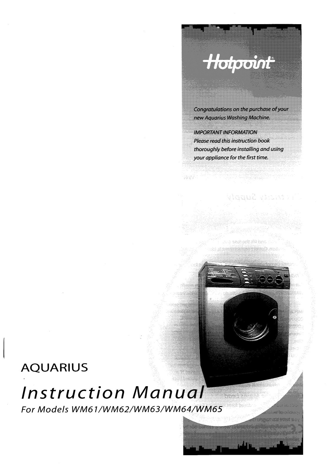 Hotpoint WM61 User Manual