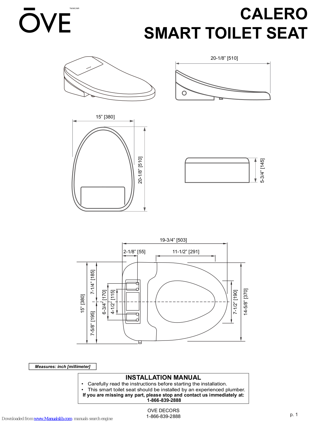 OVE CALERO Installation Manual - ManualMachine.com