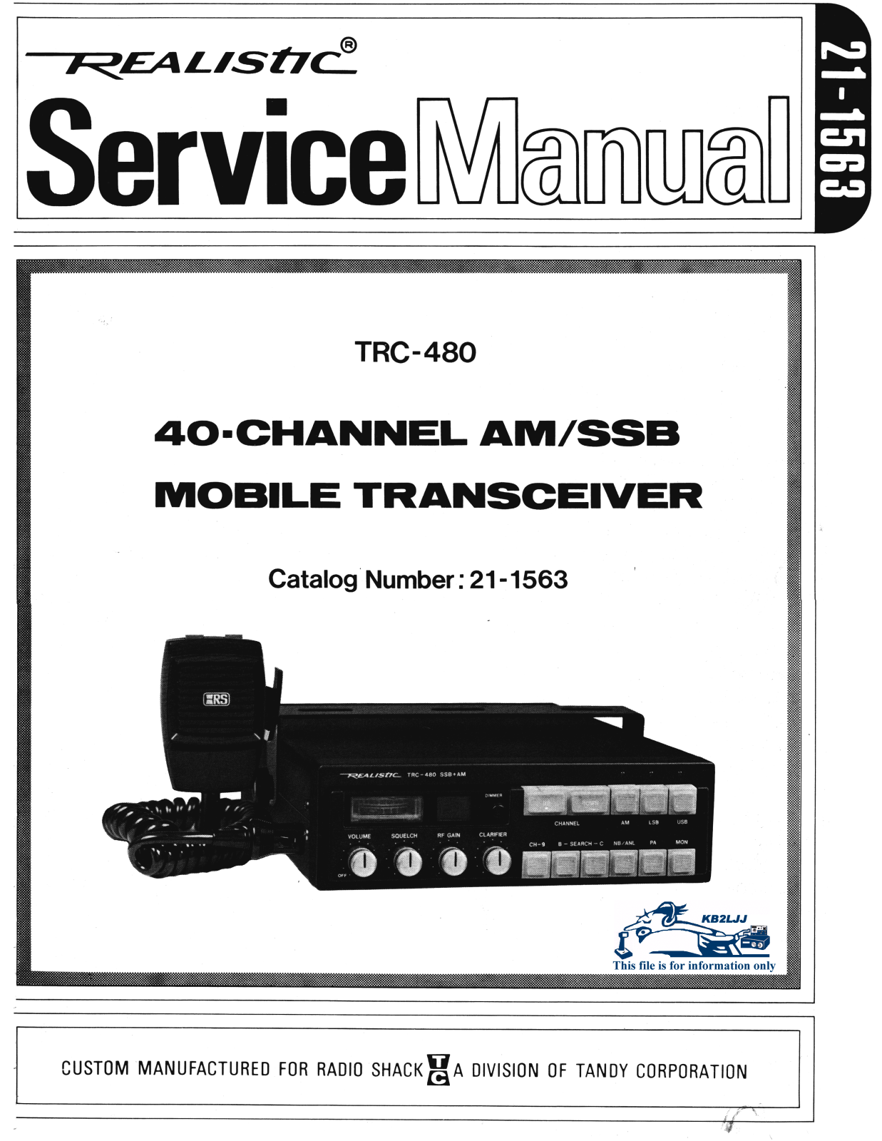 Realistic   RadioShack TRC-480 Service Manual