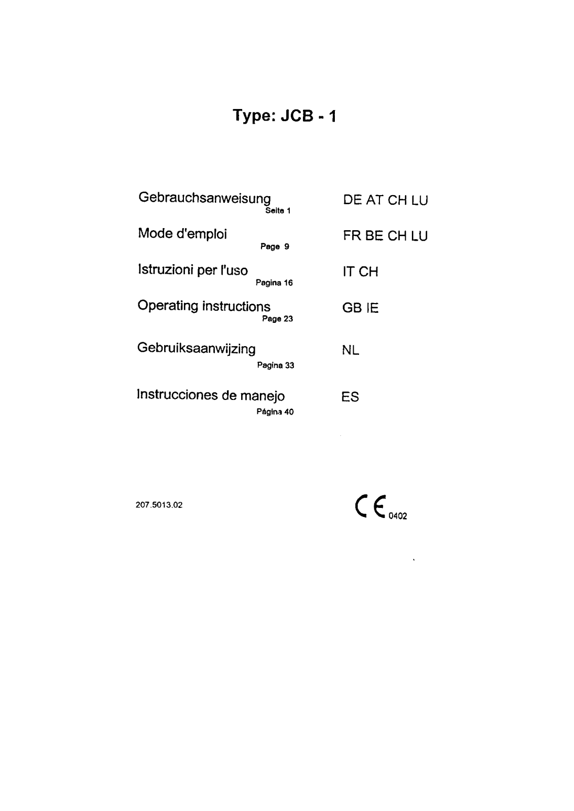 electrolux JCB-1 Instructions Manual