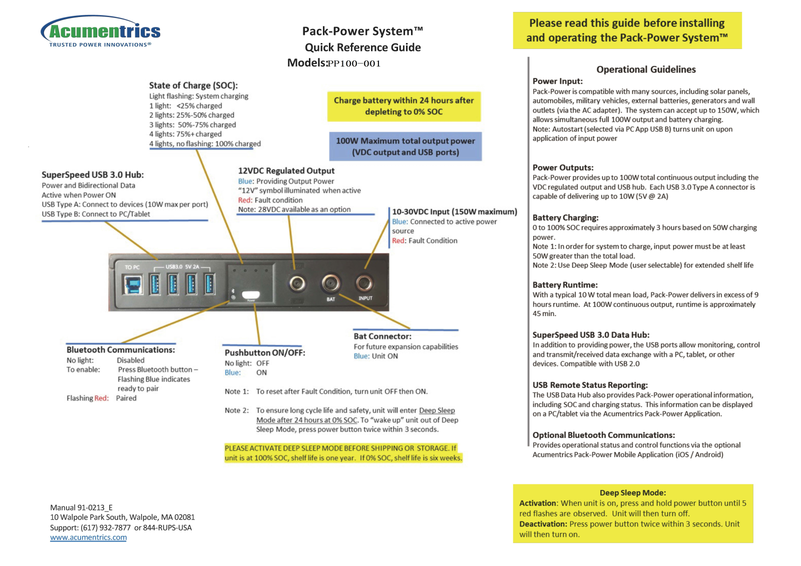 Acumentrics PP100 001 User Manual