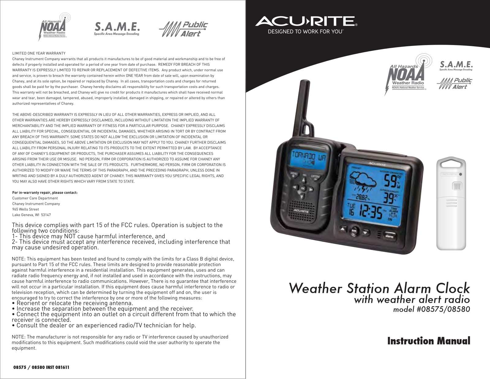 Acu-Rite 8580, 8575 User Manual