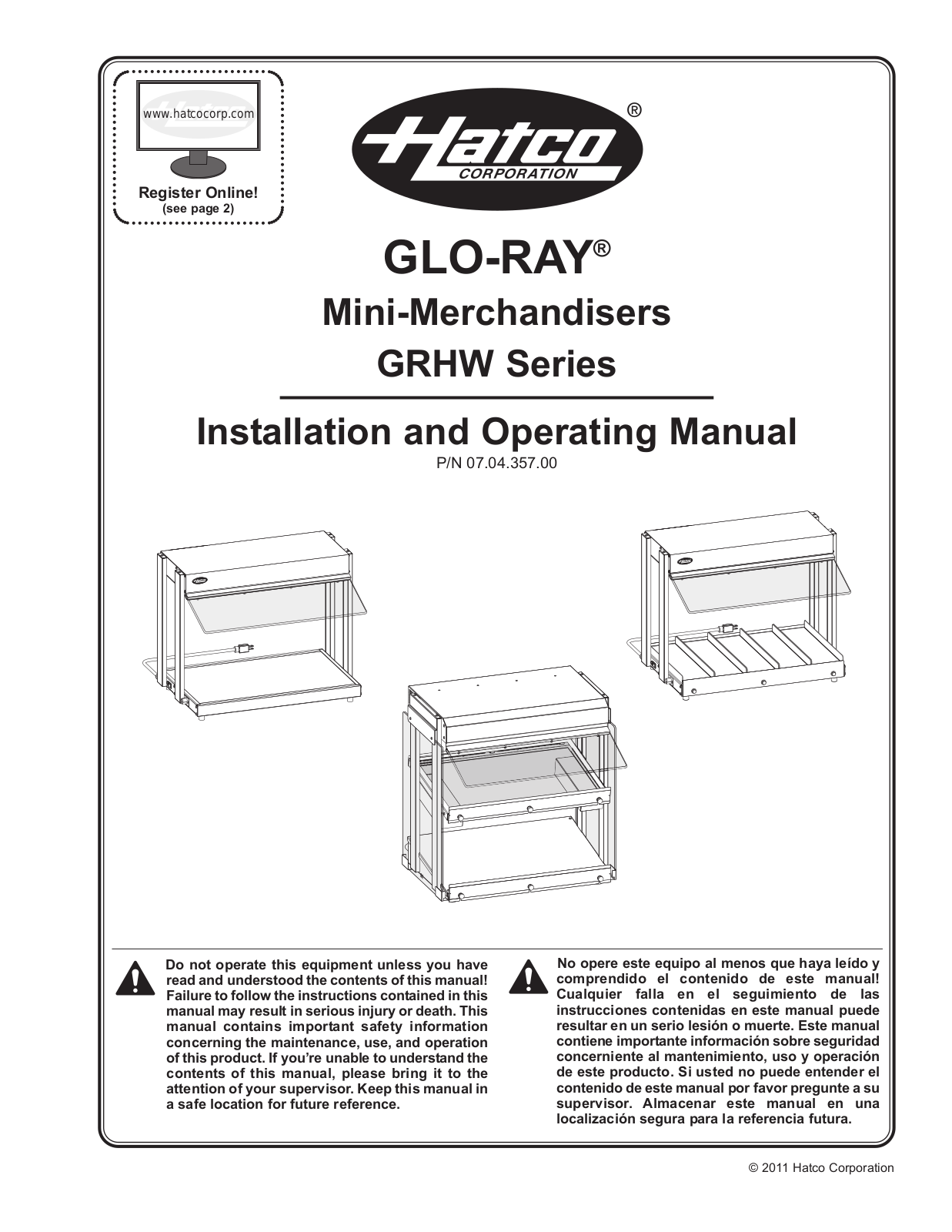 Hatco GRHW-1SGS Operator’s Manual