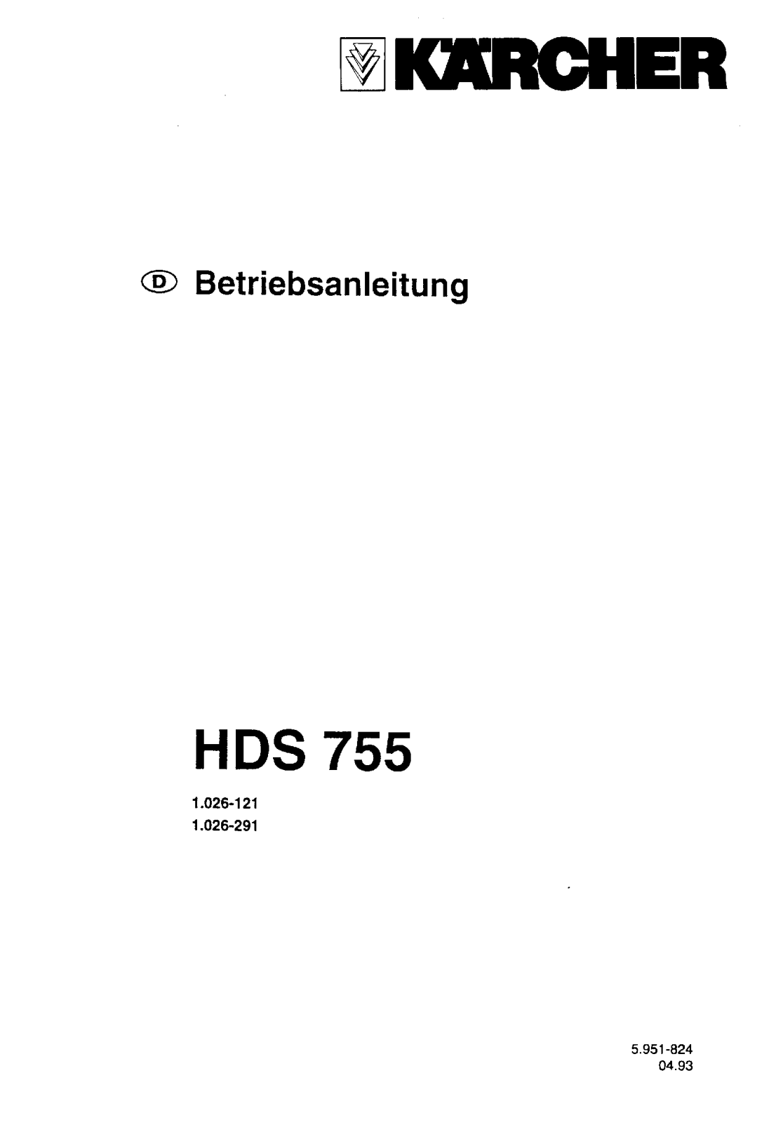 Karcher hds 755 User Manual