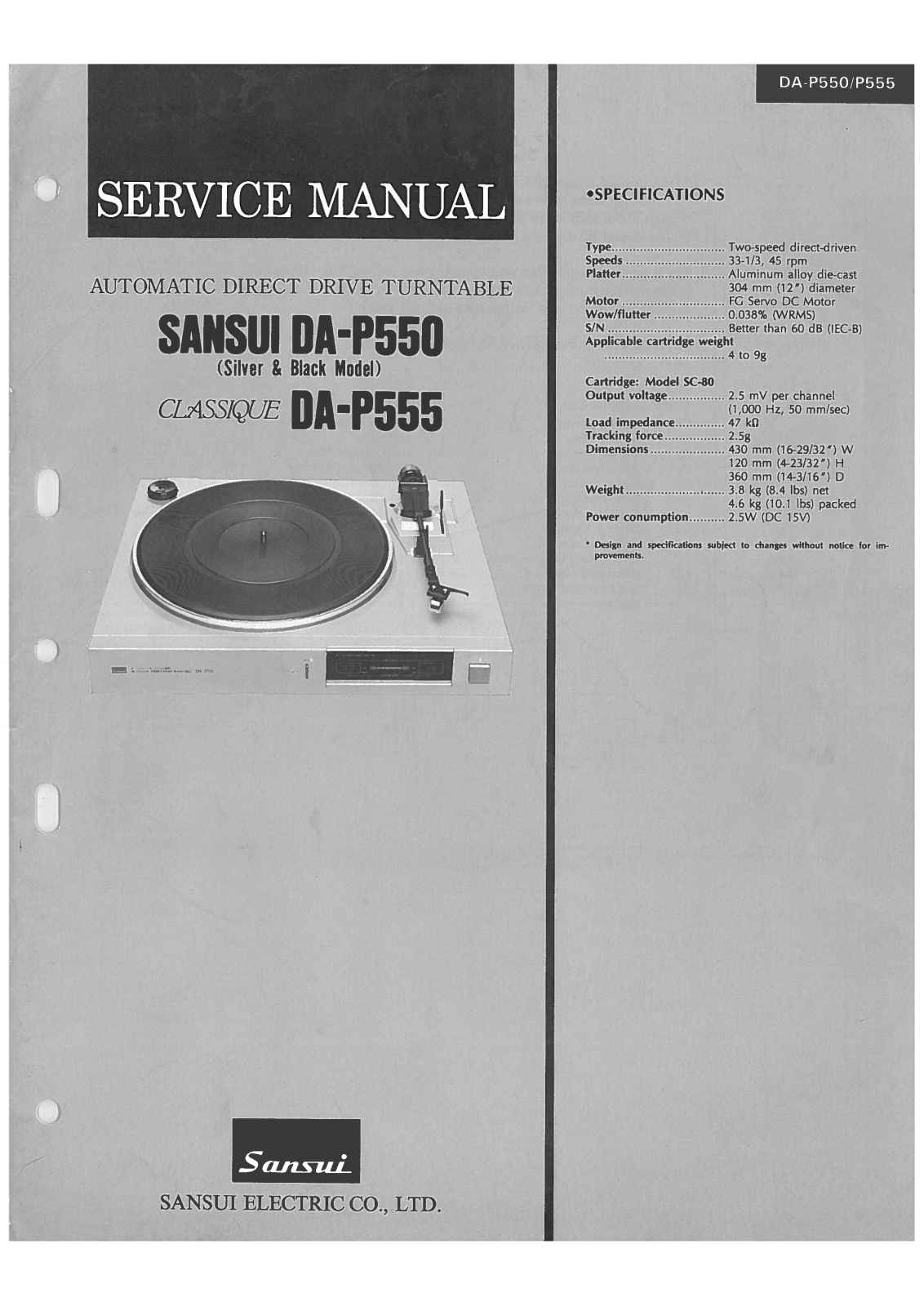 Sansui DA-P550, DA-P555 Service Manual