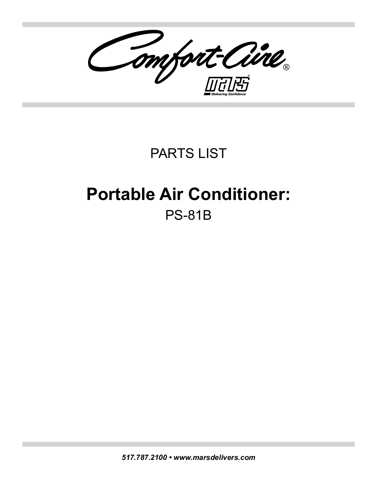 Comfort-aire Ps-81b Owner's Manual