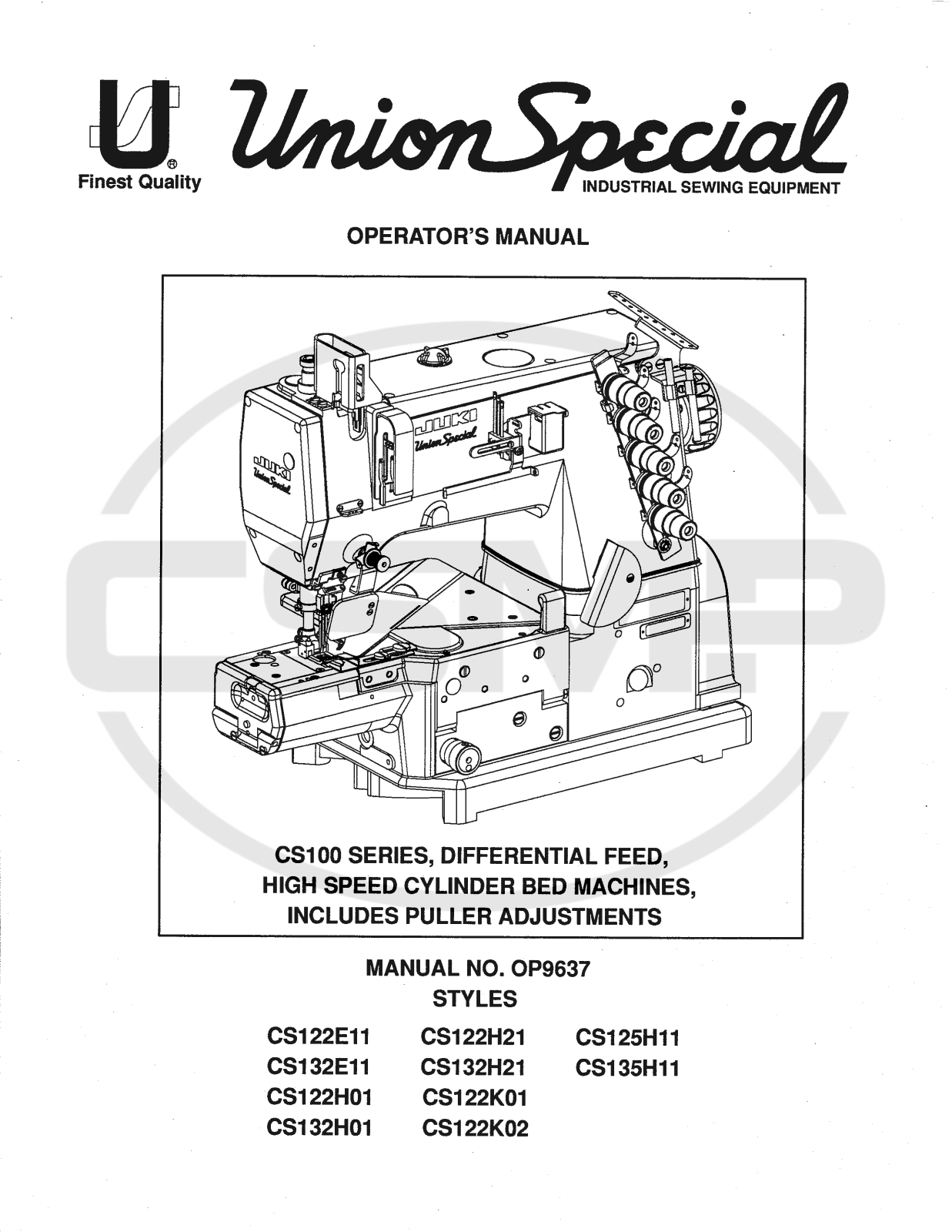 Union Special OP9637 Parts Book