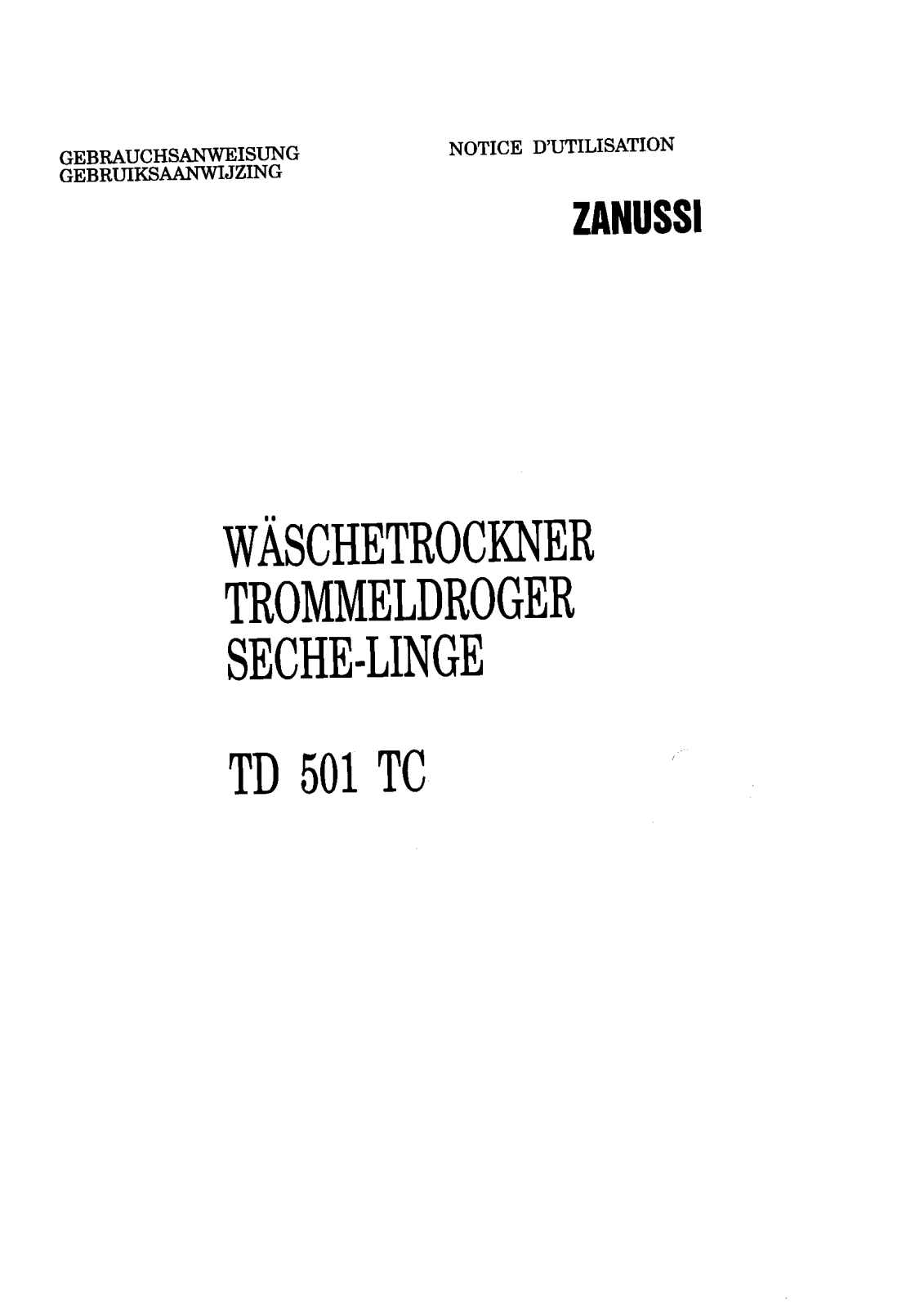 Zanussi TD501TC User Manual