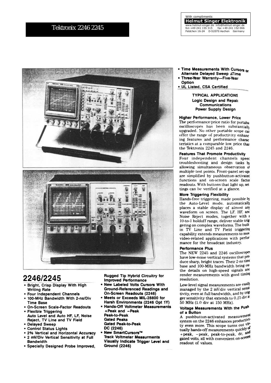 Tektronix 2245, 2246 Specification