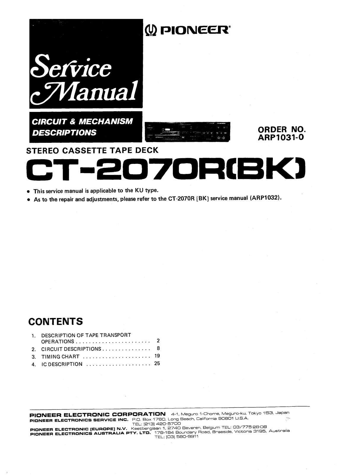 Pioneer CT-2070-R Service manual