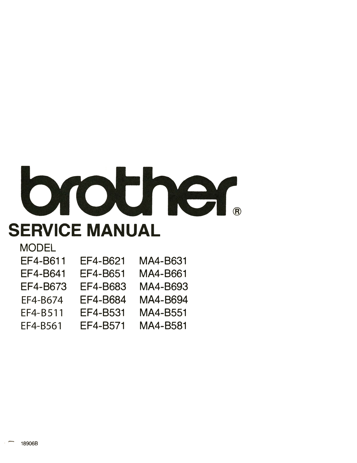 Brother EF4, MA4 Service Manual