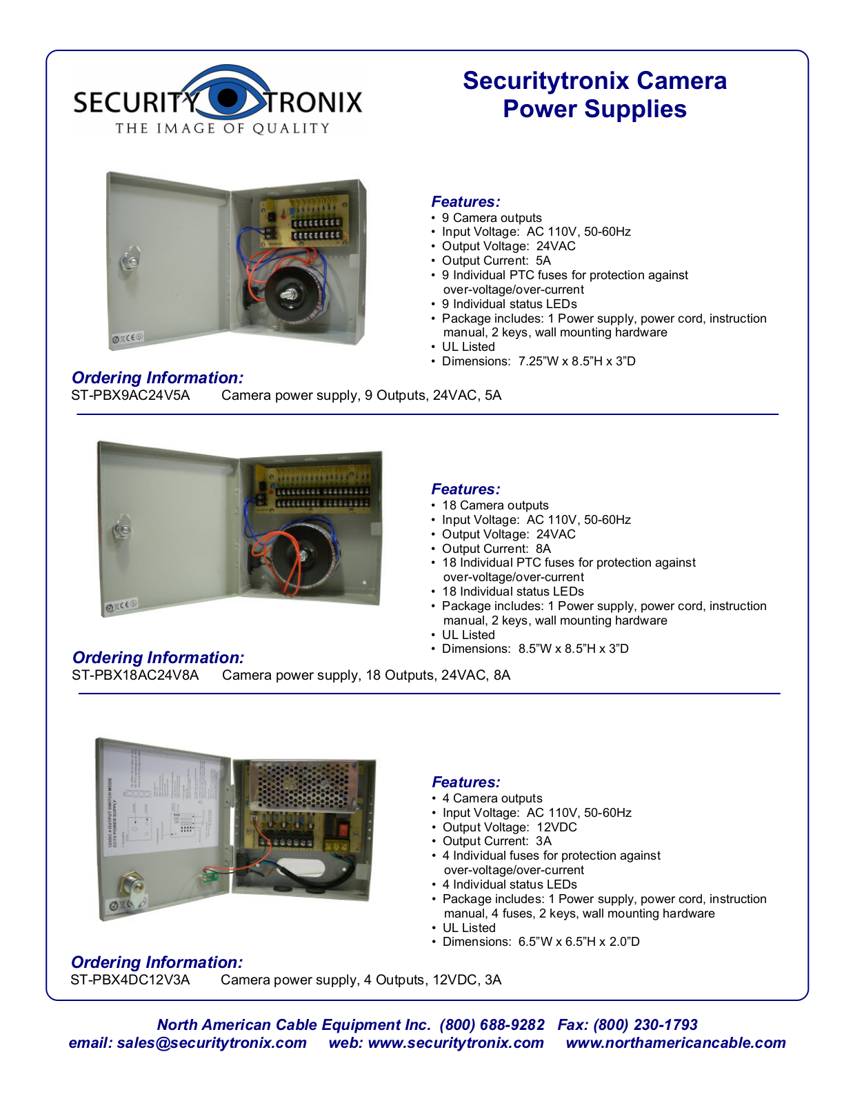 SecurityTronix ST-PBX4DC12V3A Specsheet