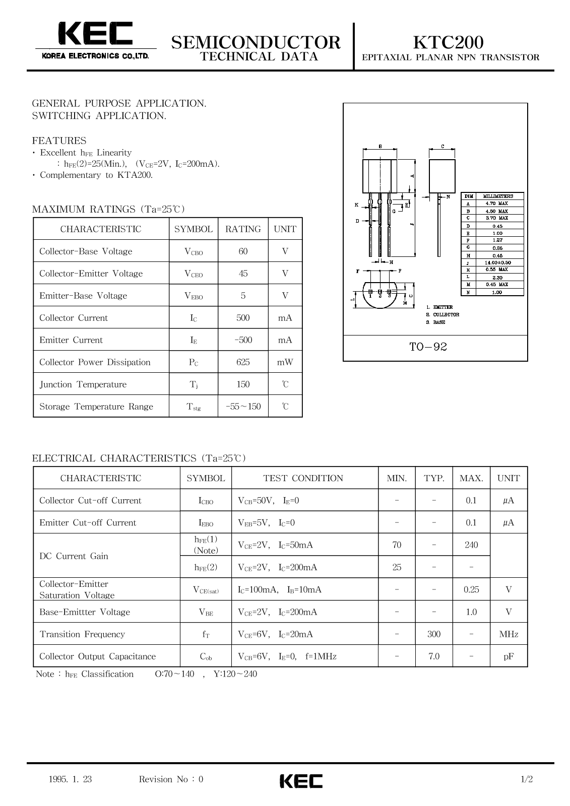 KEC KTC200 Datasheet