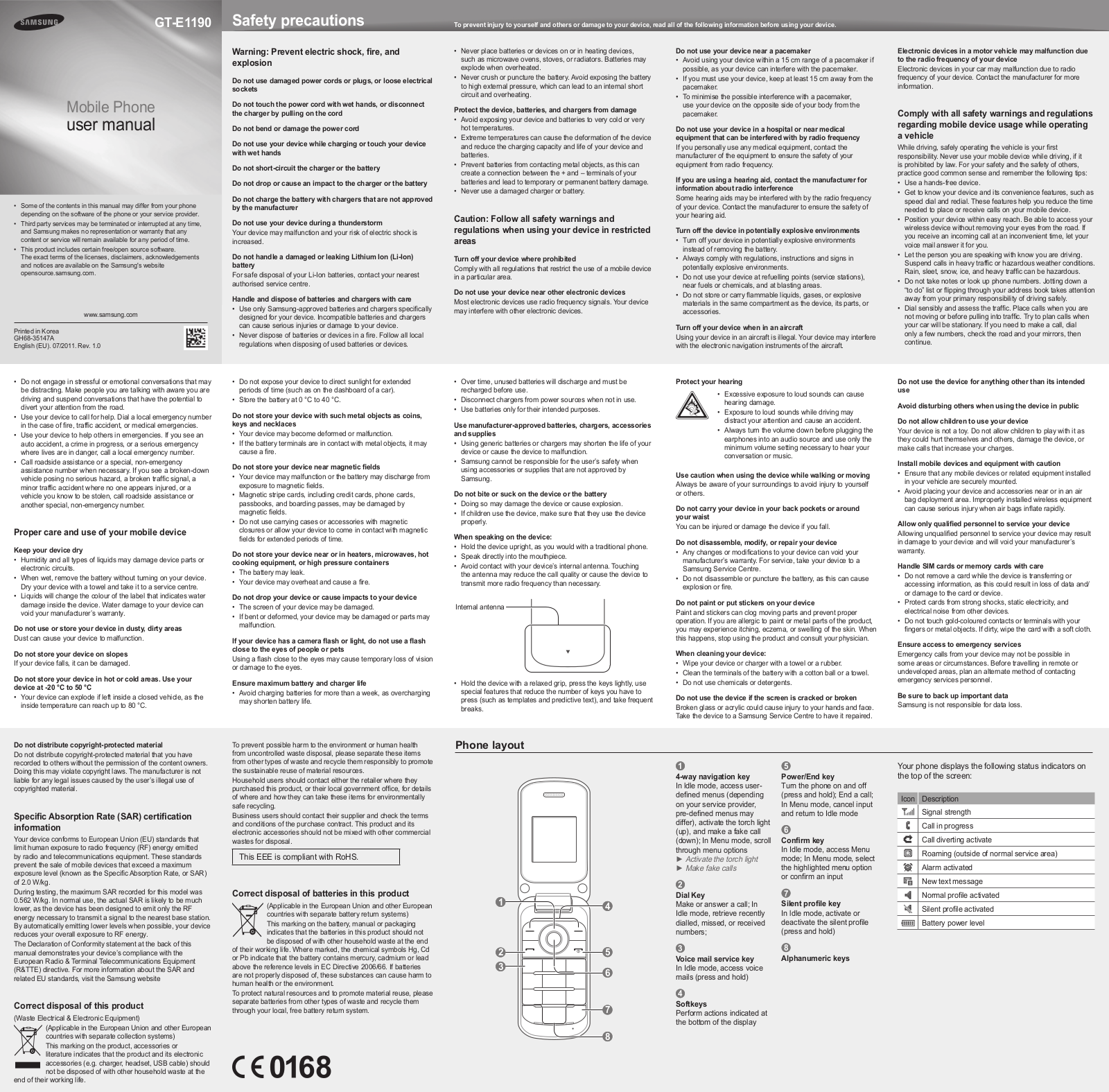 SAMSUNG E1190 User Manual