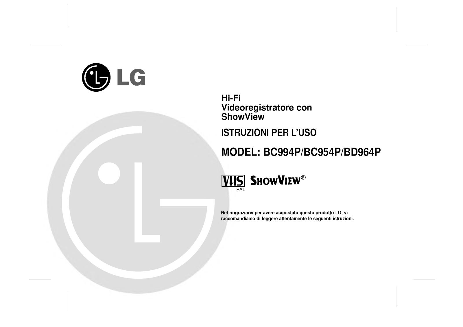 Lg BC994P, BC954P, BD964P User Manual