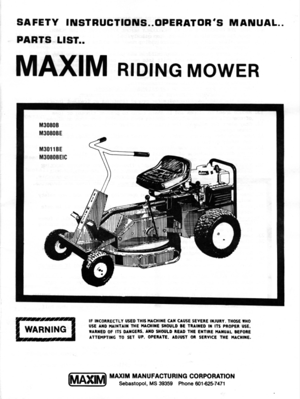 Maxim M3011BE, M3080BEIC, M3080B, M3080BE User Manual