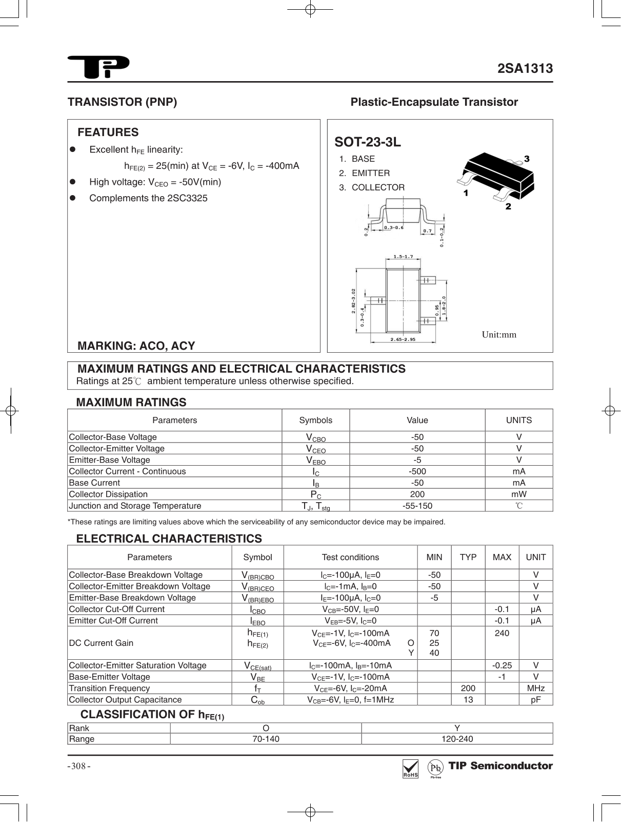 TIP 2SA1313 Schematic