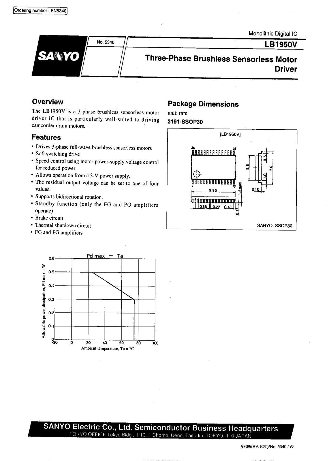 SANYO LB1950V Datasheet