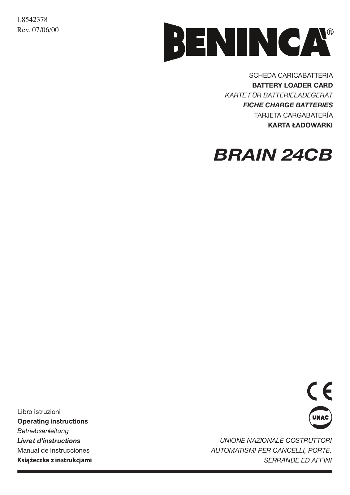 Beninca Brain 24CB User Manual