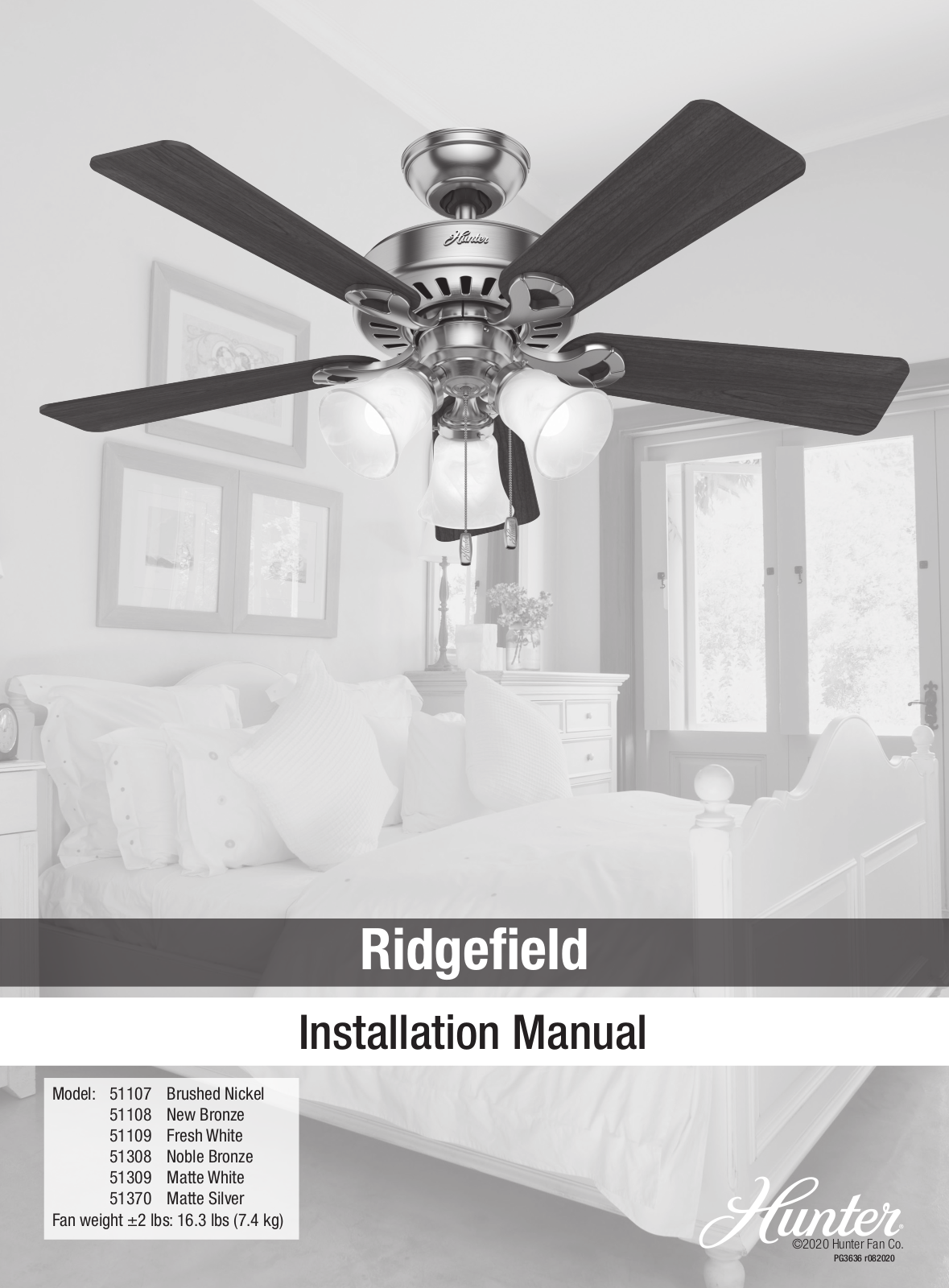 Hunter Ridgefield Ceiling Fan User Manual