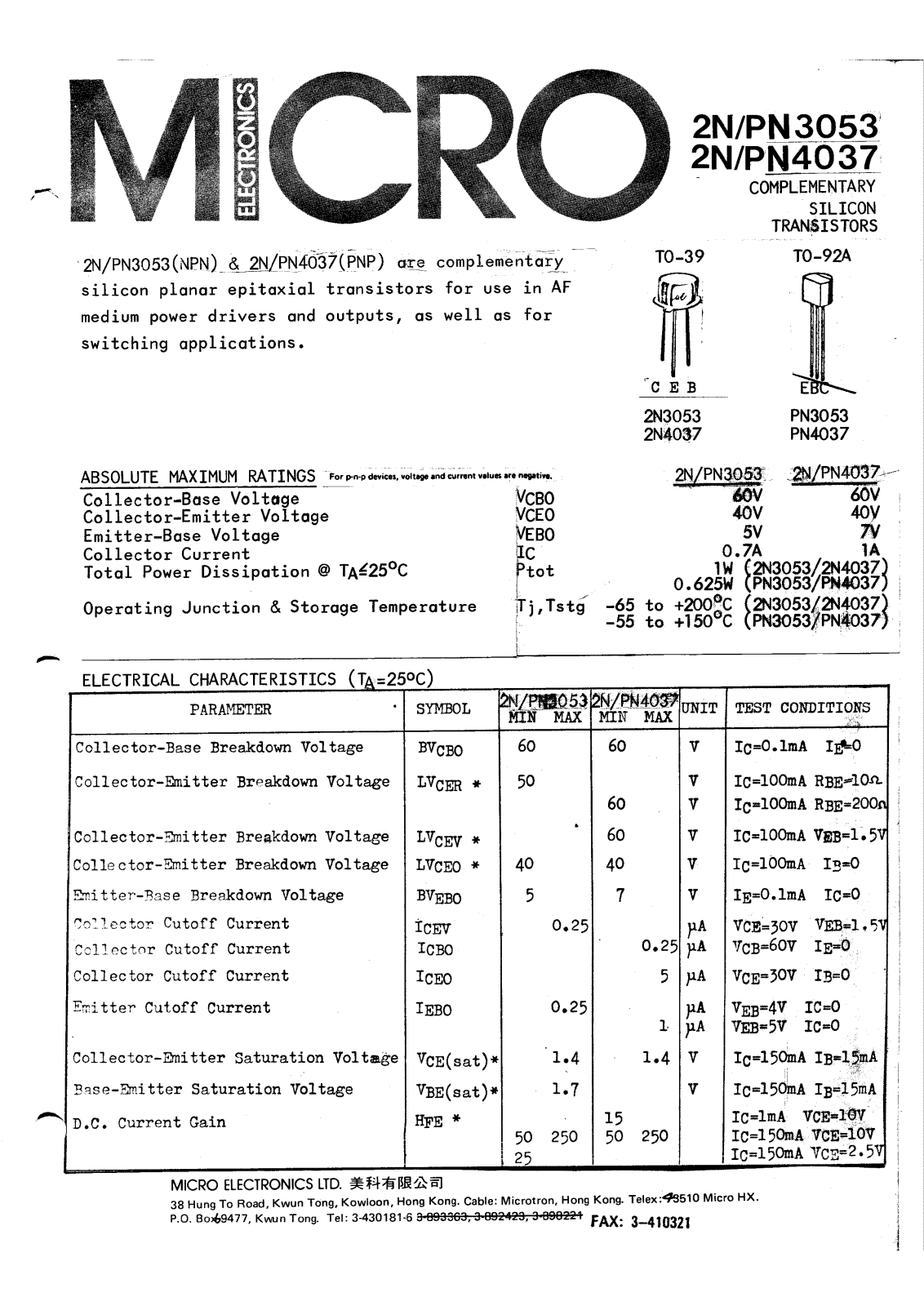 ME 2N4037 Datasheet