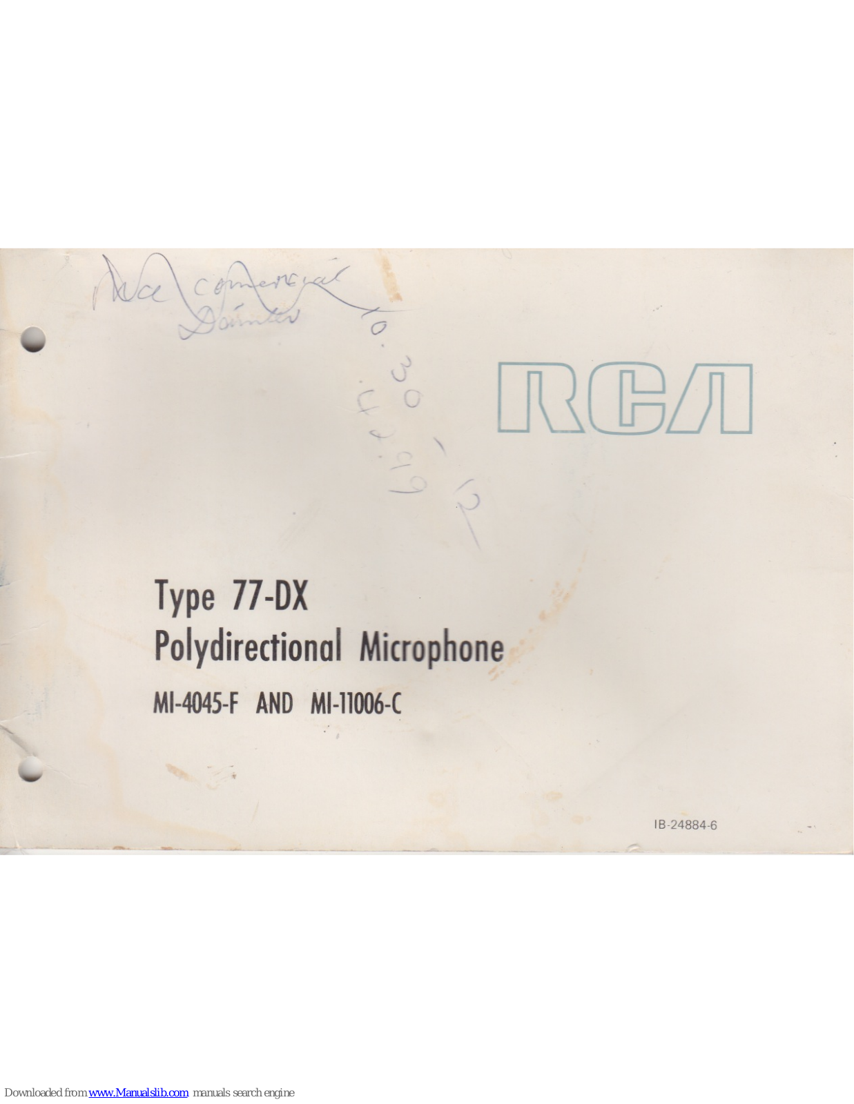 RCA 77-DX Instructions Manual