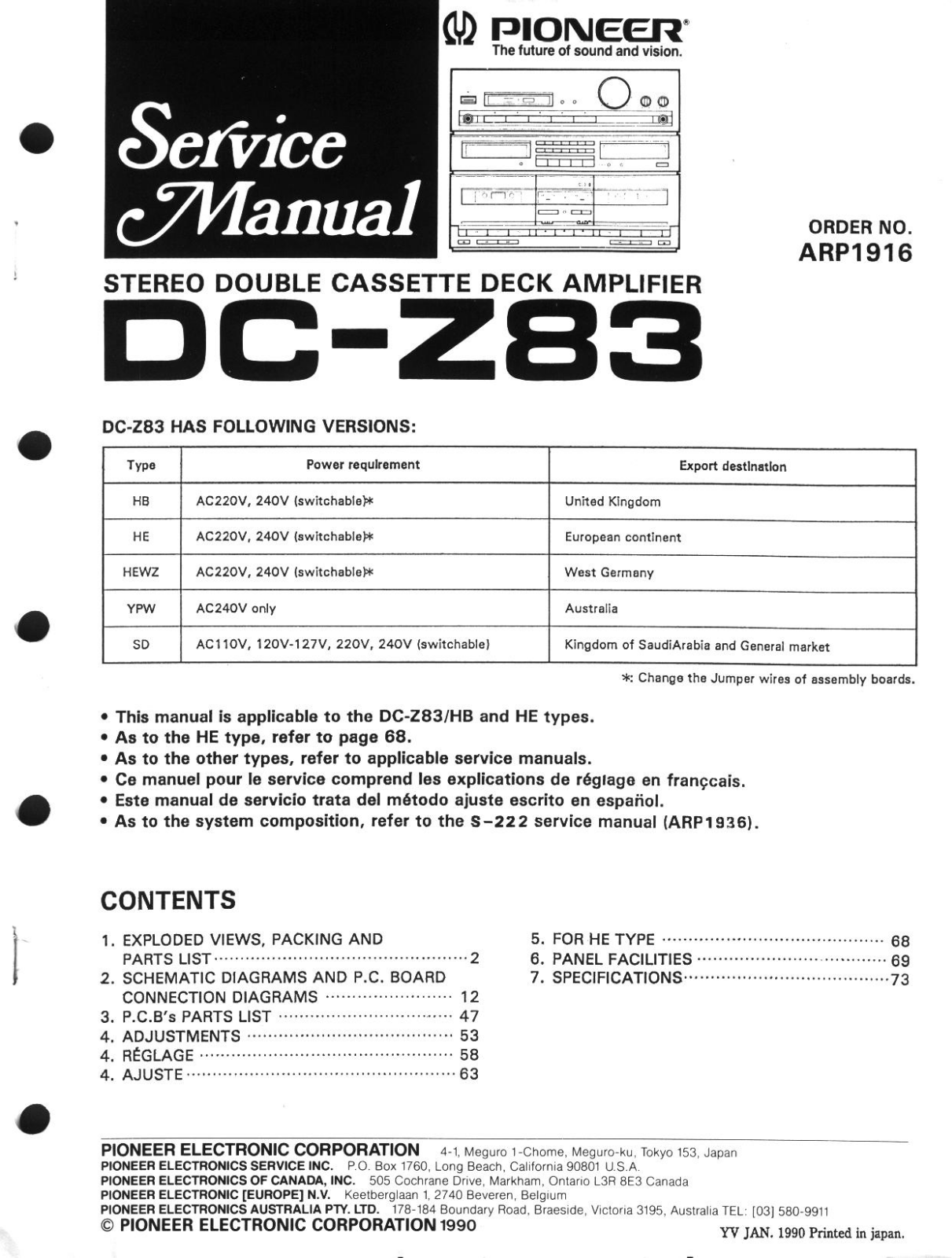 Pioneer DCZ-83 Service manual