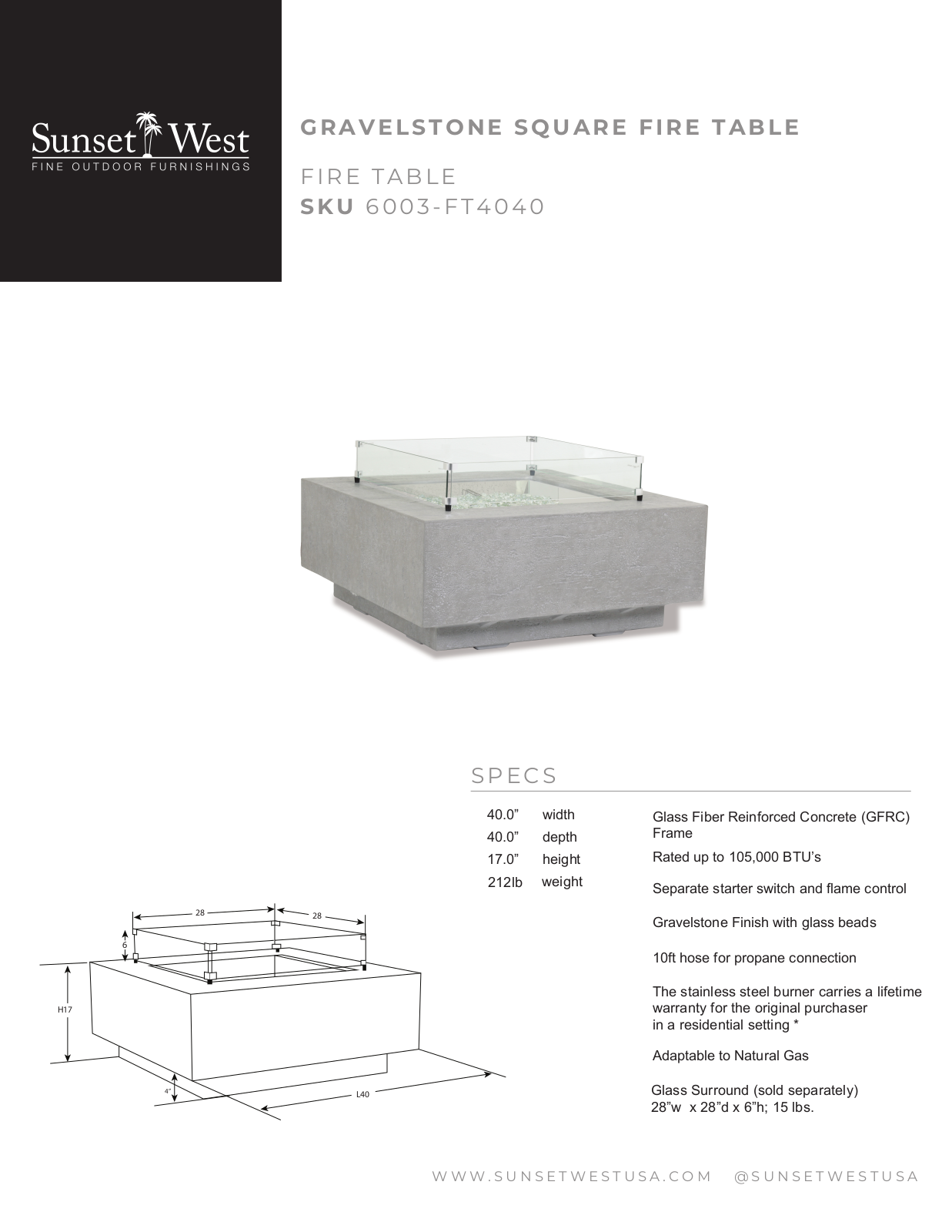 Sunset West XSW10081 Specifications - ManualMachine.com
