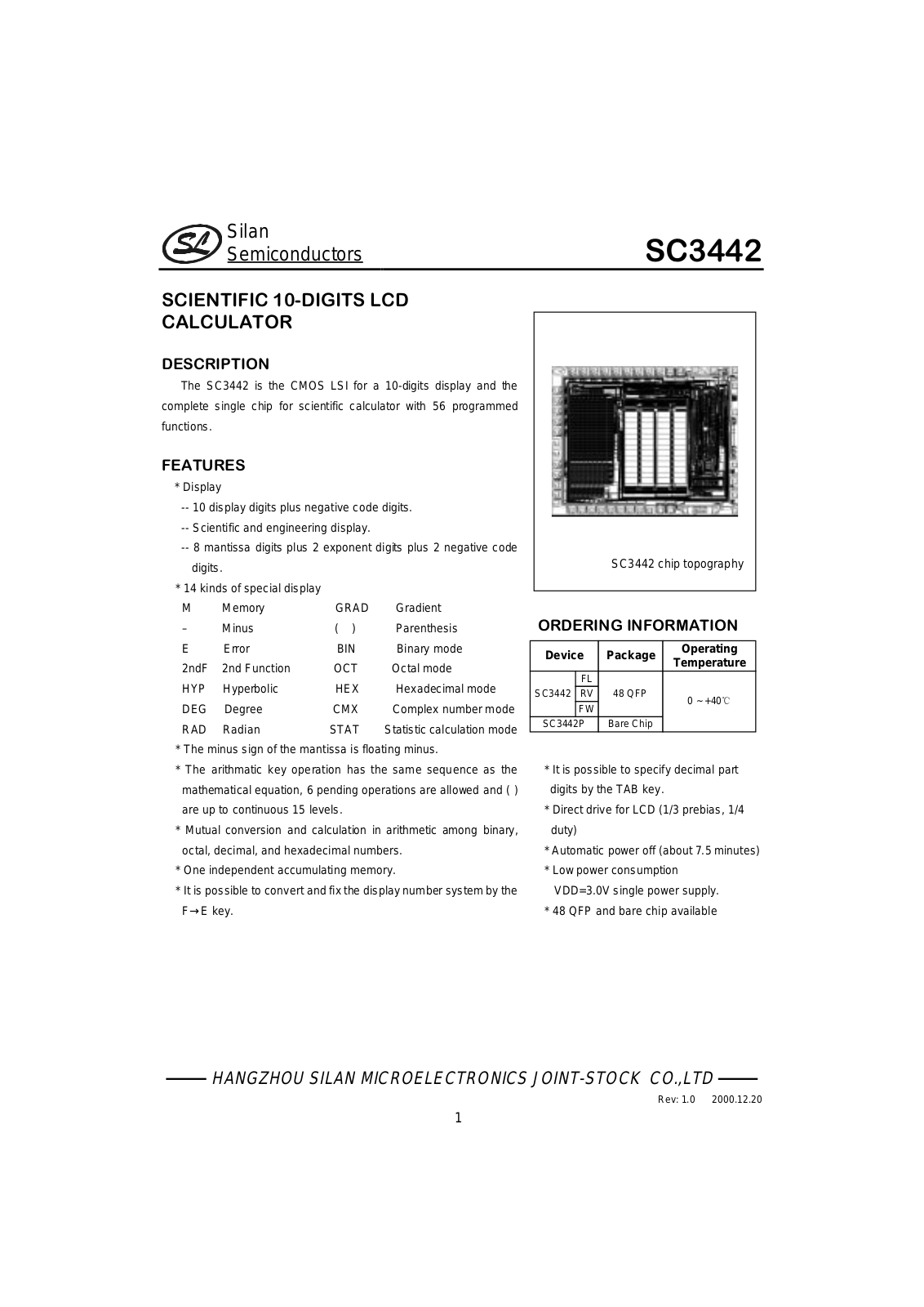 SILAN SC3442FL, SC3442FW, SC3442P, SC3442RV Datasheet